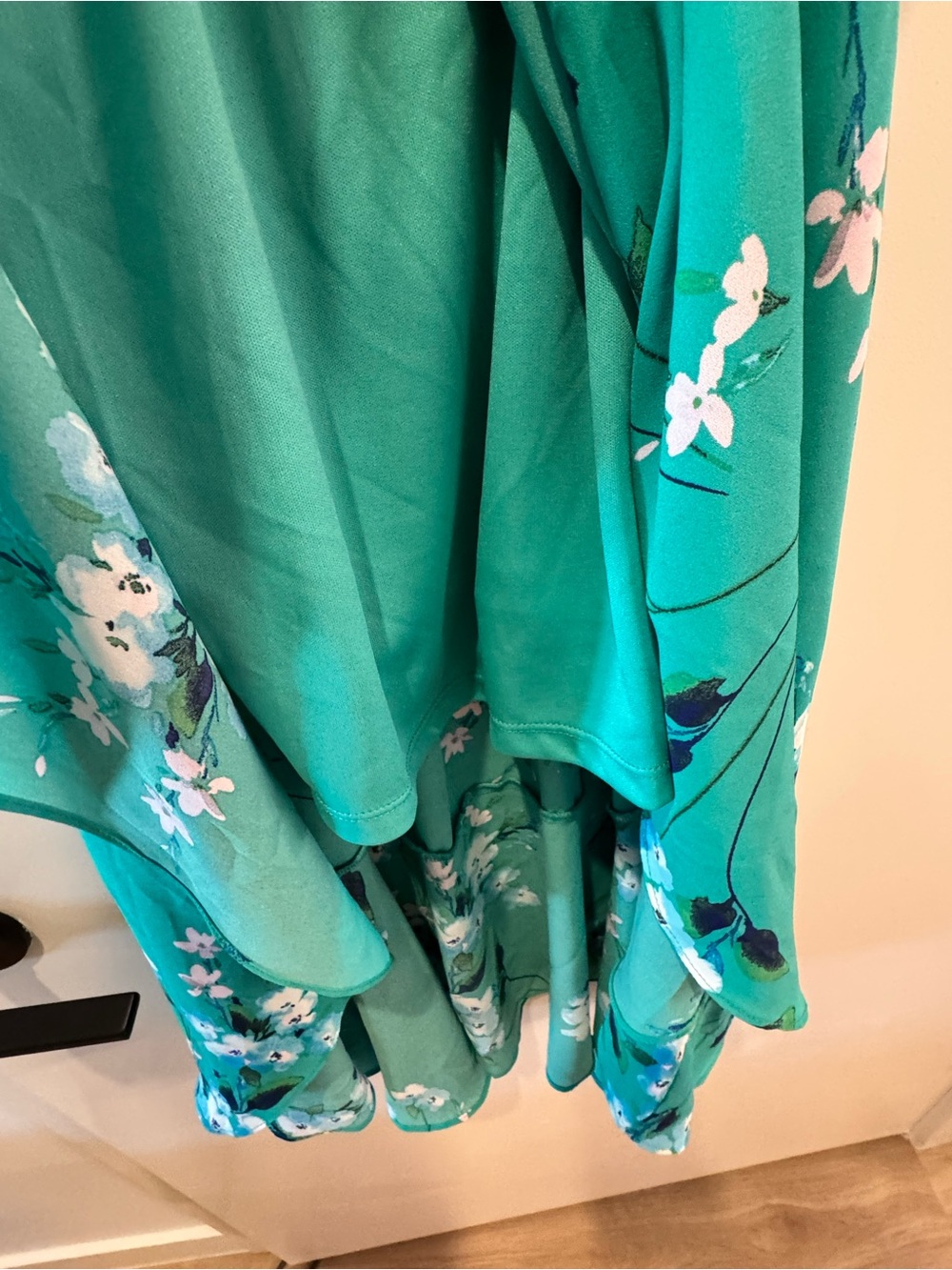 Green Floral Ruffle Wrap Dress by Socialite - Picture 4 of 6